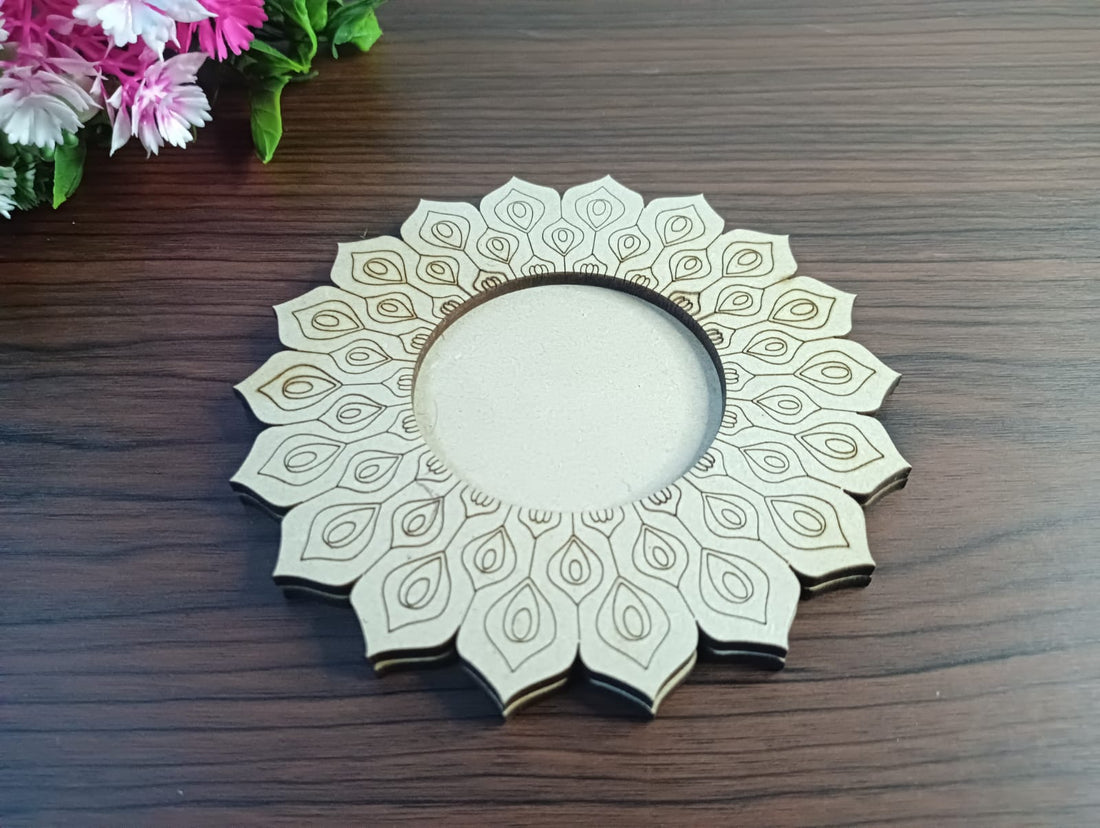 MDF Mandalal Pattern T-Light Candle Holder