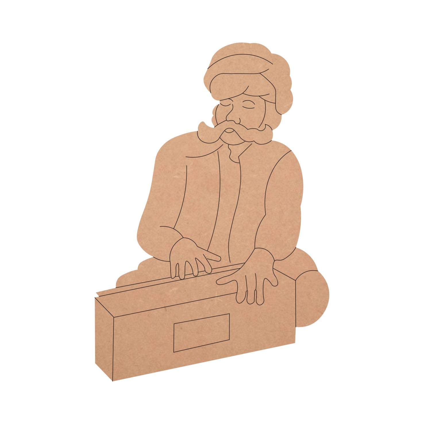 MDF Pre Marked Turban Man Playing Harmonium Cutout