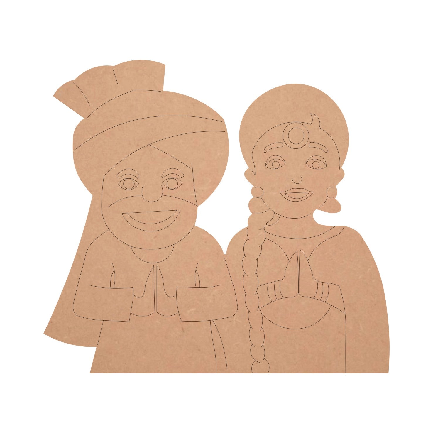 MDF Premarked Punjabi Couple Shapes Cutout