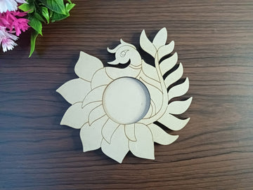 MDF Peacock Design T-Light Candle Holder