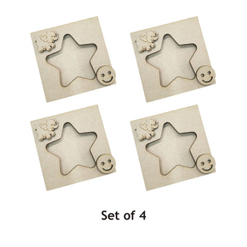 MDF Star Shape Photo Frame Fridge Magnet - Set of 4