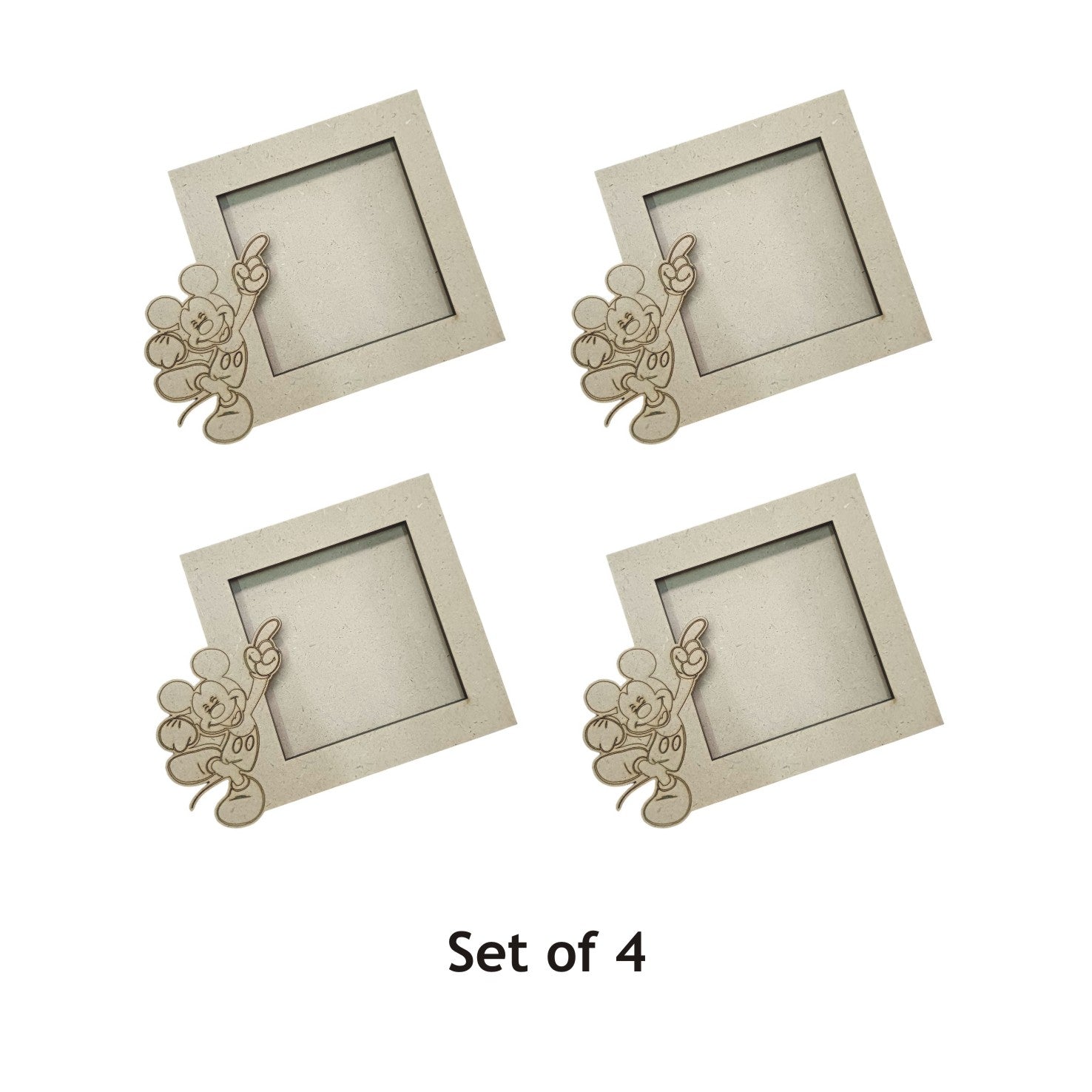 MDF Mickey Mouse Style Photo Frame Fridge Magnet - Set of 4