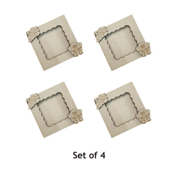 MDF New Designer Pattern Photo Frame Fridge Magnet - Set of 4