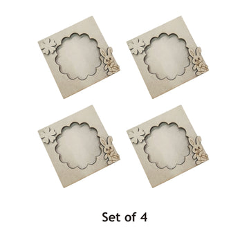 MDF Round Crooked Shape Photo Frame Fridge Magnet - Set of 4