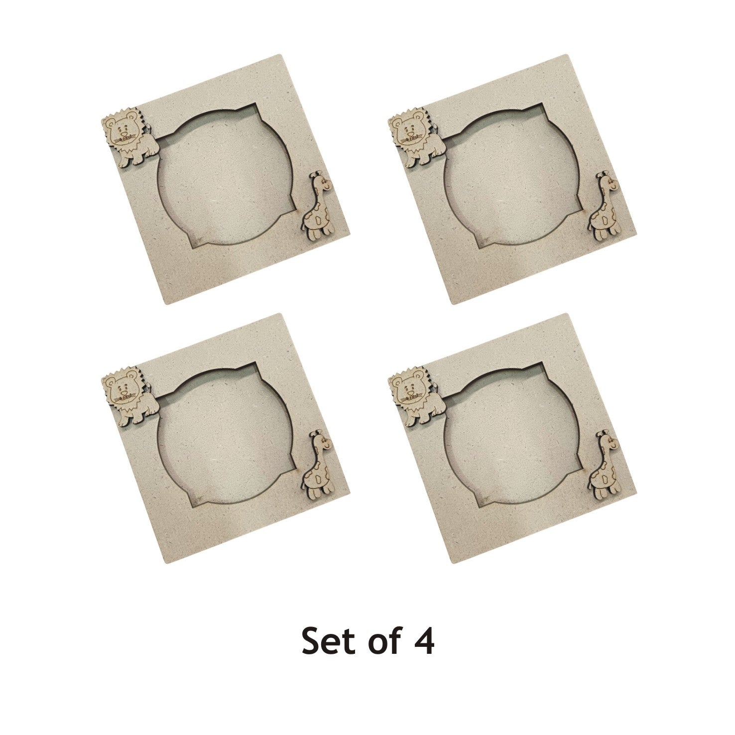 MDF Different Pattern Photo Frame Fridge Magnet - Set of 4