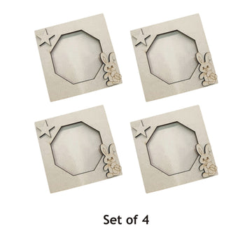 MDF Octagon Shape Photo Frame Fridge Magnet - Set of 4