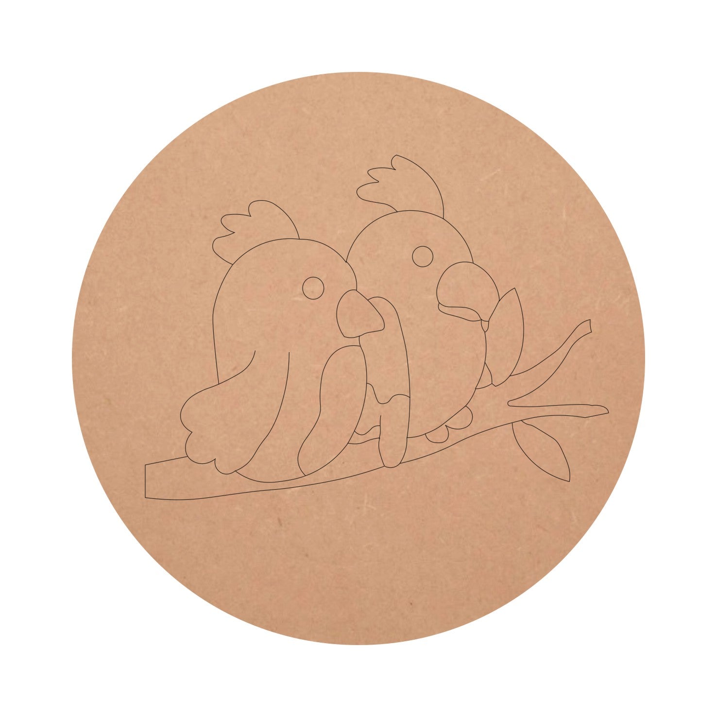 MDF Pre Marked Bird Couple Shape Round Base