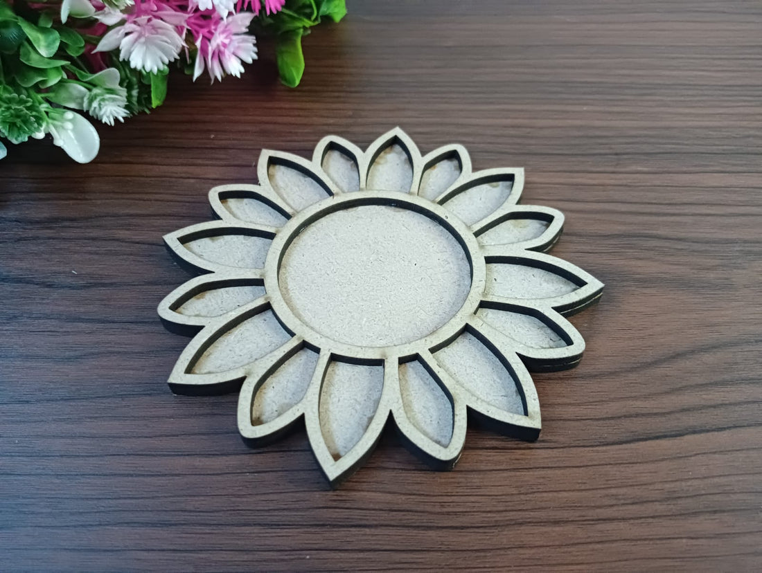 MDF Sun Flower Pattern T-Light Candle Holder