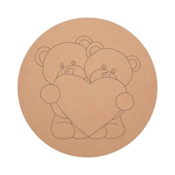 MDF Pre Marked Loving Teddy Bear Round Base