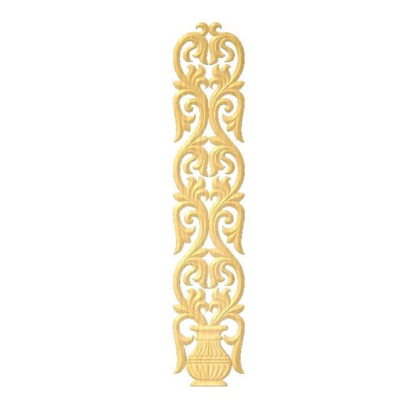 Kalash with Flower Pattern Wooden Carved Center Design, Custom Decorative Furniture Parts