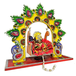 Designer Handmade Peacock Leaf Design Jhula for Idol