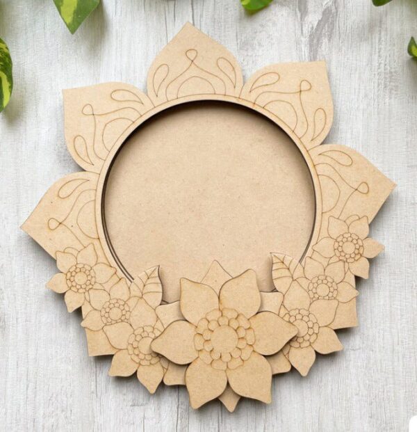 MDF Flower Pattern DIY Pooja Thali