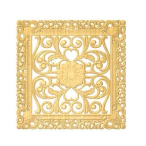 Wooden Masterpieces Square Shape Carved Center Ornaments