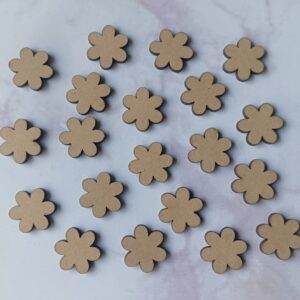 MDF Flower Shape Small Cutout, Flower Style Embellishments - Pack of 20
