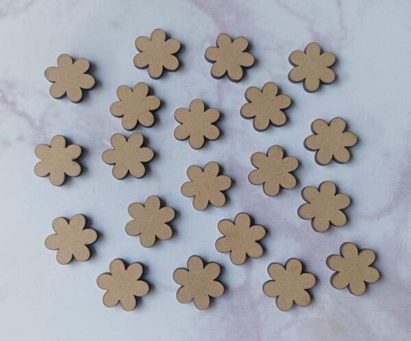 MDF Flower Shape Small Cutout, Flower Style Embellishments - Pack of 20