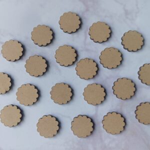 MDF Floral Pattern Small Cutout, Flower Style Small Embellishments - Pack of 20
