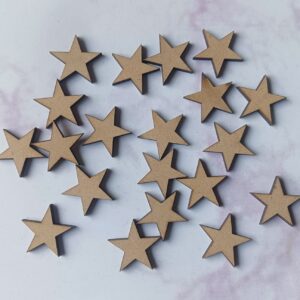 MDF Star Shape Small Cutout, Star Symbol Embellishments - Pack of 20