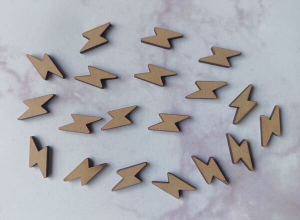 MDF Electricity Symbol Small Cutout, Electricity Symbol Embellishments - Pack of 20