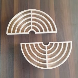 MDF Custom Designer Half Round Pattern Bordered Base - Set of 2