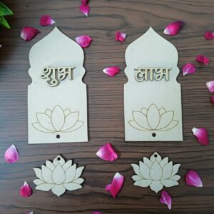 MDF Sleek Jarokha with Lotus Hanging Shubh Labh Cutouts