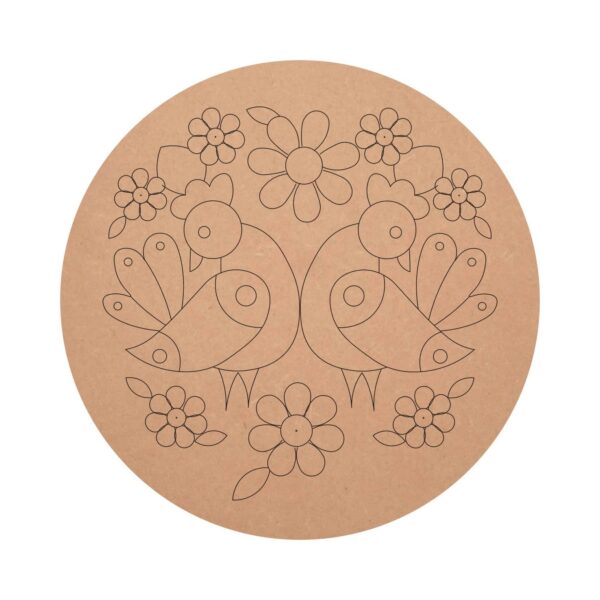 MDF Pre Marked Twin Peacock Pattern Round Base
