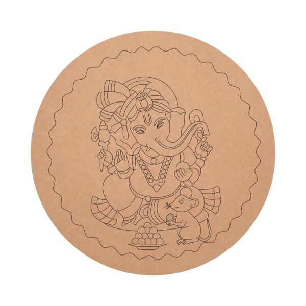 MDF Pre Marked Ganesh Ji Pattern Round Raw Base