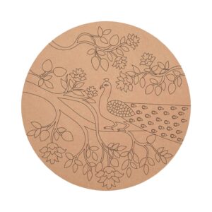 MDF Pre Marked Peacock Design Round Raw Base