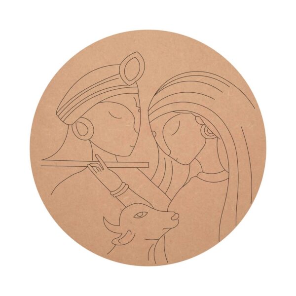 MDF Pre Marked Krishna and Radha Pattern Round Base