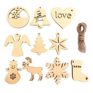 KV Crafts MDF Wooden Christmas Ornaments Cutout for Tree Decoration (Pack of 20)