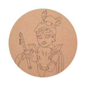 MDF Pre Marked Little Krishna with Calf Round Base