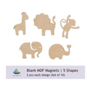 Animal Shapes Blank Fridge Magnets - Set of 10 Pcs