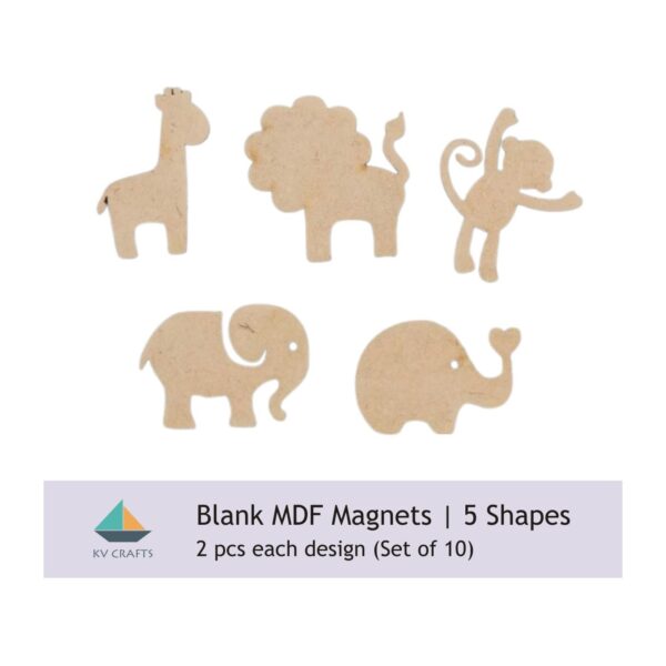Animal Shapes Blank Fridge Magnets - Set of 10 Pcs