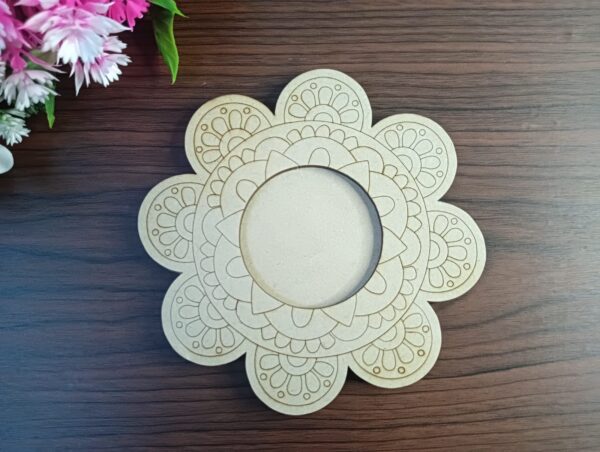 MDF Flower Premarked Pattern T-Light Candle Holder