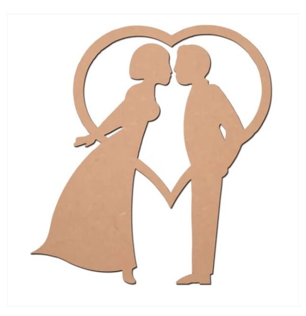 MDF Heart Shape with Kissing Couple for Creative Crafts