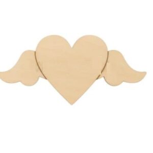 MDF Heart with Wings Shape Cutouts for Art and Craft