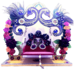 KV Crafts Handcrafted Wooden Lord Laddu Gopal Ji Jhula Puja Articles 4" Pink