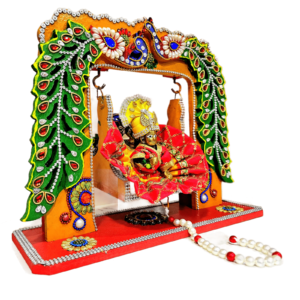 Handmade Peacock Shape Meenakari Art Work Jhula for Idol