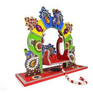 Multicolor Hang Out Pattern Peacock Side Design Jhula for Idol