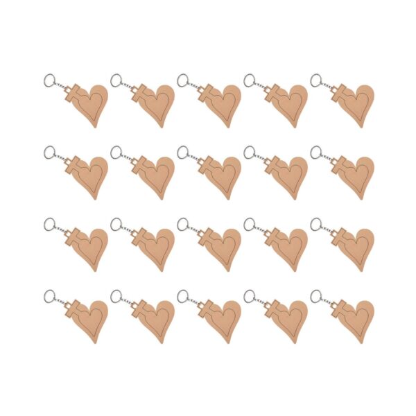 MDF Jesus with Heart Style DIY Blank Keychain Sets ( Set of 20)