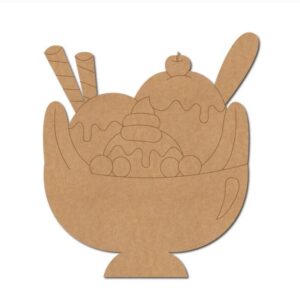 Custom Mix Ice Cream Cup with Spoon Shape MDF Cutout for Art and Craft