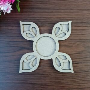 MDF Leaf Pattern T-Light Candle Holder
