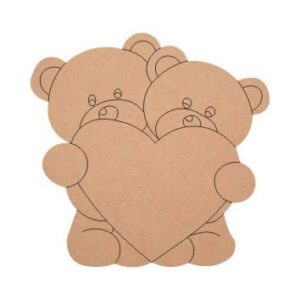 MDF Pre Marked Teddy Bear with Heart Cutouts