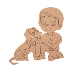 MDF Pre Marked Little Boy with Dog Cutouts