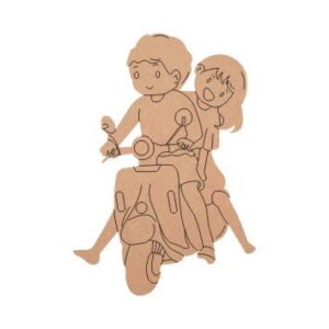 MDF Pre Marked Little Sister and Brother on Scooter Cutouts