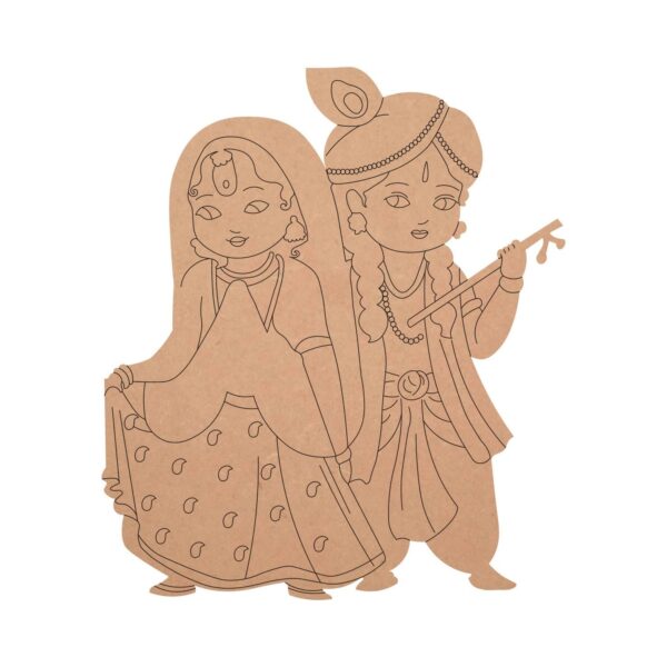 MDF Pre Marked Little Radha and Krishna in Traditional Dress Cutout