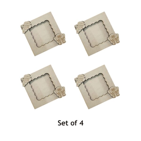 MDF New Designer Pattern Photo Frame Fridge Magnet - Set of 4