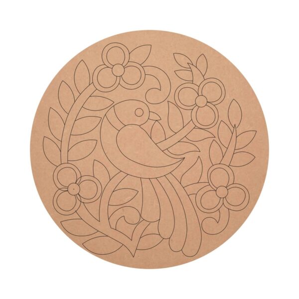 MDF Pre Marked Peacock with Flower Pattern Round Base