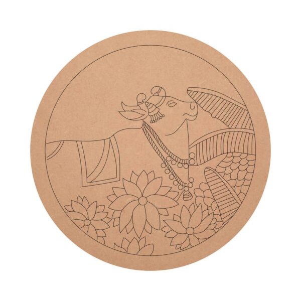Premarked MDF Pichwai Nandi Pattern Round Base