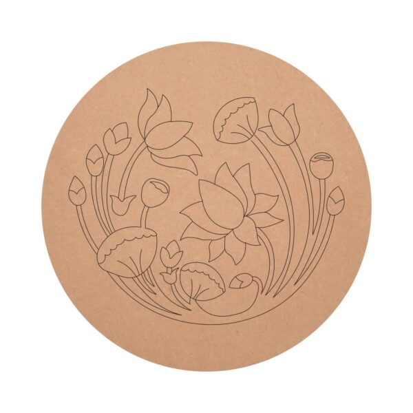 Premarked MDF Lotus Flower Pattern Round Base