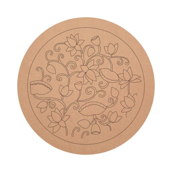 Custom Premarked MDF Lotus with Flower Style Round Base